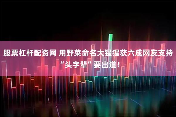 股票杠杆配资网 用野菜命名大猩猩获六成网友支持 “头字辈”要出道！