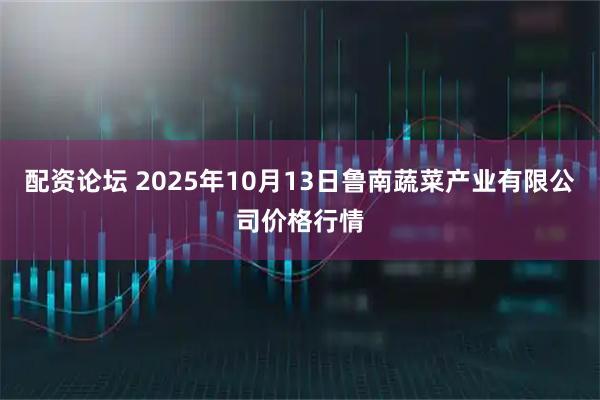 配资论坛 2025年10月13日鲁南蔬菜产业有限公司价格行情