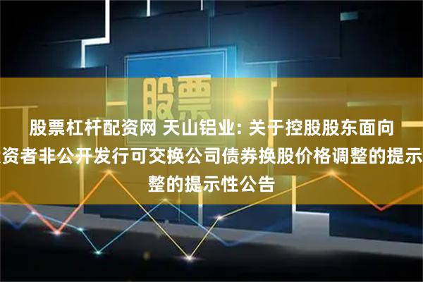 股票杠杆配资网 天山铝业: 关于控股股东面向专业投资者非公开发行可交换公司债券换股价格调整的提示性公告